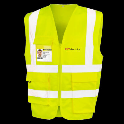 Printed 247 Electrics Left Chest - Heavy Duty Polycotton Security Vest Thumbnail