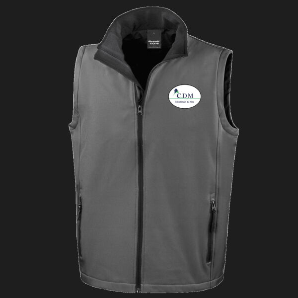Printed C.D.M Left Chest - Men's Printable Softshell Bodywarmer with Recycled Fleece Inner Thumbnail