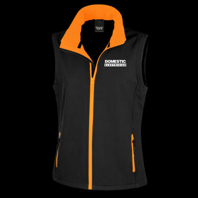 Printed Domestic Electrician Left Chest - Ladies' Printable Softshell Bodywarmer with Recycled Fleece Inner Thumbnail