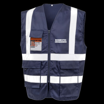 Printed Domestic Electrician Left Chest - Heavy Duty Polycotton Security Vest Thumbnail
