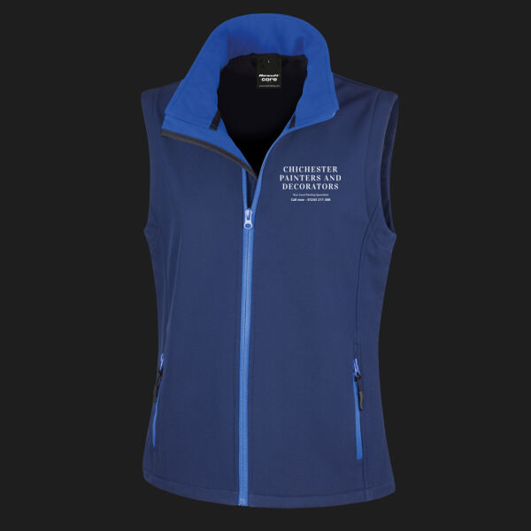 Printed - Chichester Painters and Decorators - Left Chest - Ladies' Printable Softshell Bodywarmer with Recycled Fleece Inner Thumbnail