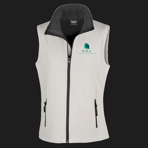 Printed DRL Left Chest - Ladies' Printable Softshell Bodywarmer with Recycled Fleece Inner Thumbnail