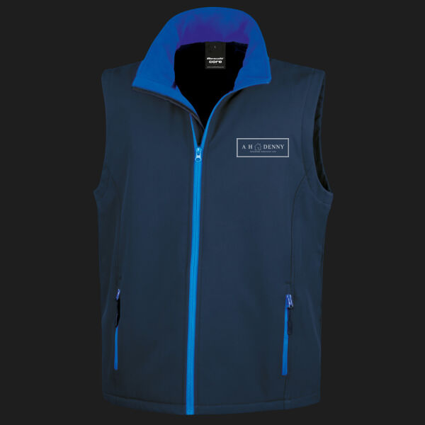 Printed AH Denny Building Services Left Chest - Men's Printable Softshell Bodywarmer with Recycled Fleece Inner Thumbnail