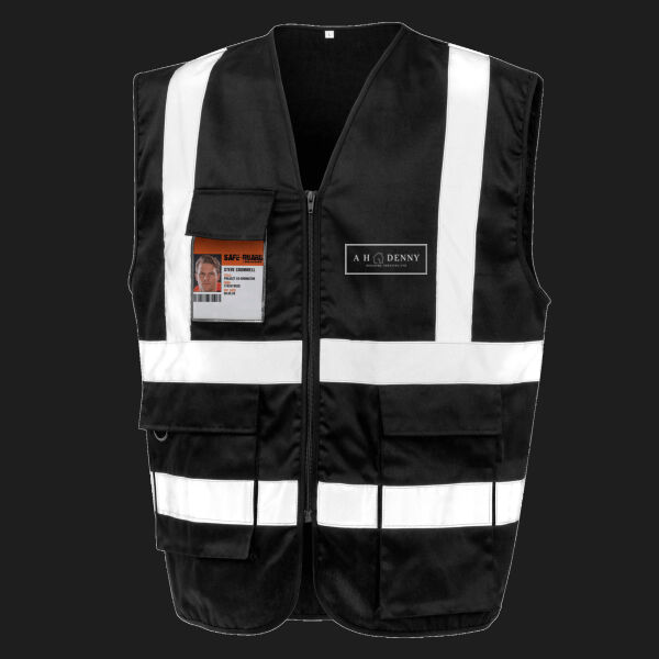 Printed AH Denny Building Services Left Chest - Heavy Duty Polycotton Security Vest Thumbnail