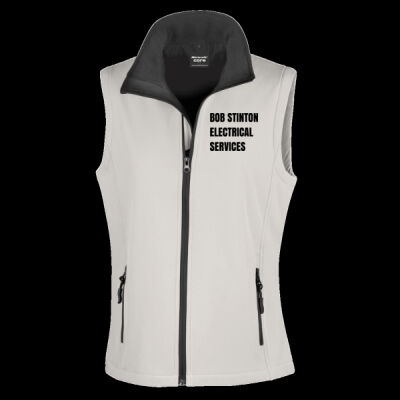 Printed - Bob Stinton - Left Chest - Ladies' Printable Softshell Bodywarmer with Recycled Fleece Inner Thumbnail