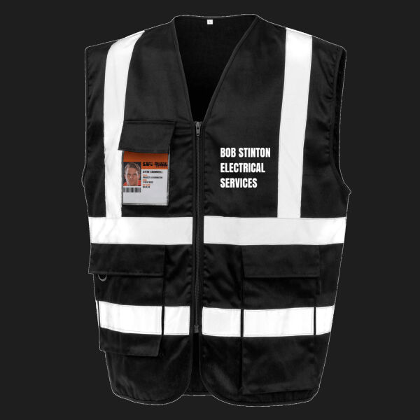 Printed - Bob Stinton - Left Chest - Heavy Duty Polycotton Security Vest Thumbnail