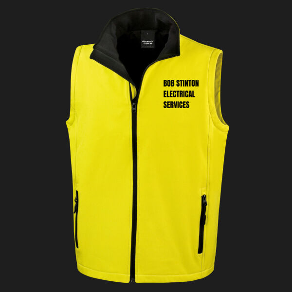 Printed - Bob Stinton - Left Chest - Men's Printable Softshell Bodywarmer with Recycled Fleece Inner Thumbnail