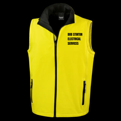 Printed - Bob Stinton - Left Chest - Men's Printable Softshell Bodywarmer with Recycled Fleece Inner Thumbnail