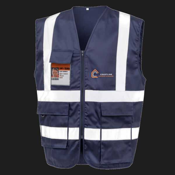 Printed Coastline Carpentry and Build Left Chest - Heavy Duty Polycotton Security Vest Thumbnail