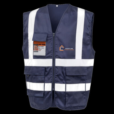 Printed Coastline Carpentry and Build Left Chest - Heavy Duty Polycotton Security Vest Thumbnail