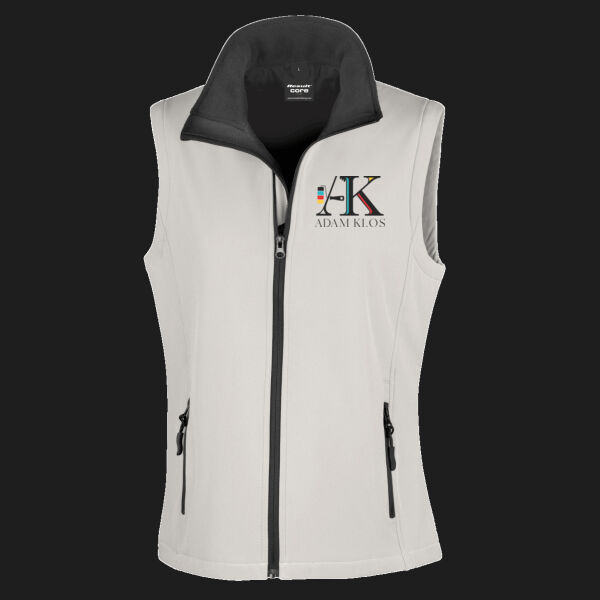 Printed - Adam Klos - Left Chest - Ladies' Printable Softshell Bodywarmer with Recycled Fleece Inner Thumbnail