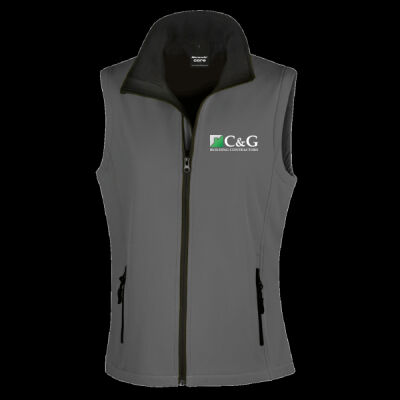 Printed - C&G Building - Left Chest - Ladies' Printable Softshell Bodywarmer with Recycled Fleece Inner Thumbnail