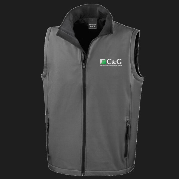 Printed - C&G Building - Left Chest - Men's Printable Softshell Bodywarmer with Recycled Fleece Inner Thumbnail