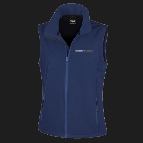 Printed Hampshire Plumbing Left Chest - Ladies' Printable Softshell Bodywarmer with Recycled Fleece Inner Thumbnail