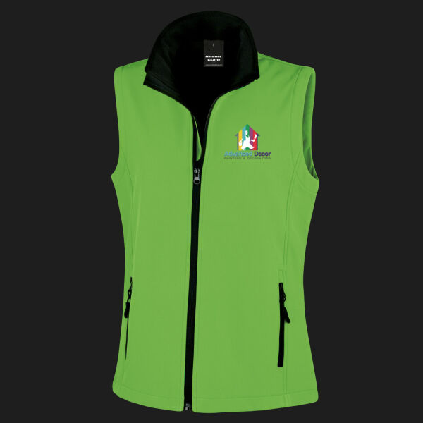 Printed Advanced Decor Left Chest - Ladies' Printable Softshell Bodywarmer with Recycled Fleece Inner Thumbnail