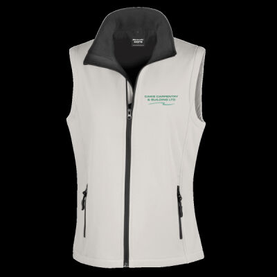 Printed - Caws Carpentry - Left Chest - Ladies' Printable Softshell Bodywarmer with Recycled Fleece Inner Thumbnail