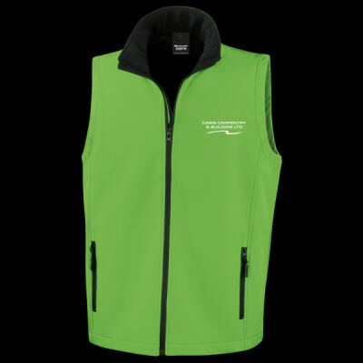 Printed - Caws Carpentry - Left Chest - Men's Printable Softshell Bodywarmer with Recycled Fleece Inner Thumbnail