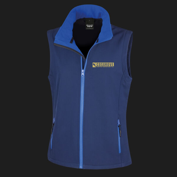 Printed - Cosgrove Painting - Left Chest - Ladies' Printable Softshell Bodywarmer with Recycled Fleece Inner Thumbnail