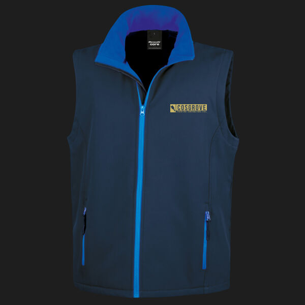 Printed - Cosgrove Painting - Left Chest - Men's Printable Softshell Bodywarmer with Recycled Fleece Inner Thumbnail