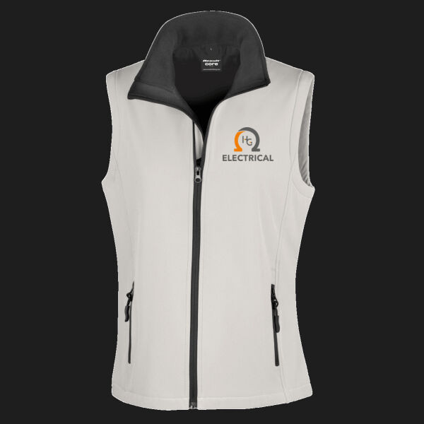 Printed - HG Electrical  - Left Chest - Ladies' Printable Softshell Bodywarmer with Recycled Fleece Inner Thumbnail