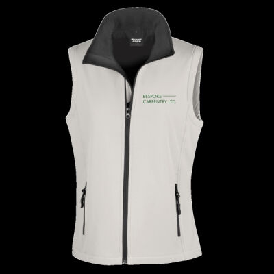 Printed - Bespoke Carpentry - Left Chest - Ladies' Printable Softshell Bodywarmer with Recycled Fleece Inner Thumbnail