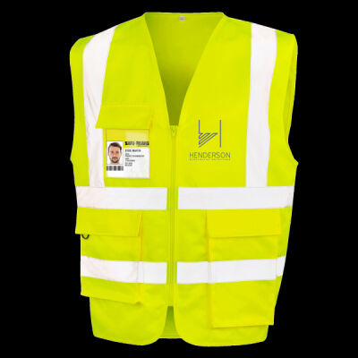 Printed Henderson Electrical Solutions Left Chest - Heavy Duty Polycotton Security Vest Thumbnail