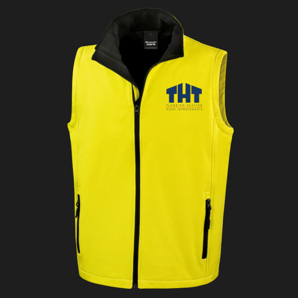 Printed - THT  Plumbing - Left Chest - Men's Printable Softshell Bodywarmer with Recycled Fleece Inner Thumbnail
