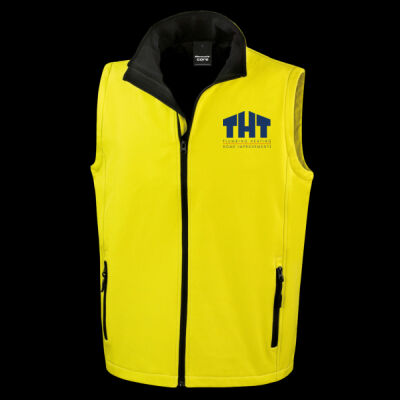 Printed - THT  Plumbing - Left Chest - Men's Printable Softshell Bodywarmer with Recycled Fleece Inner Thumbnail