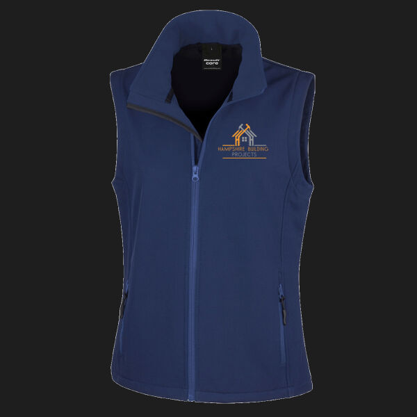 Printed - Hampshire Building Projects  - Left Chest - Ladies' Printable Softshell Bodywarmer with Recycled Fleece Inner Thumbnail