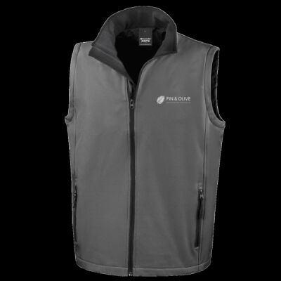Printed - Fin and Olive - Left Chest - Men's Printable Softshell Bodywarmer with Recycled Fleece Inner Thumbnail