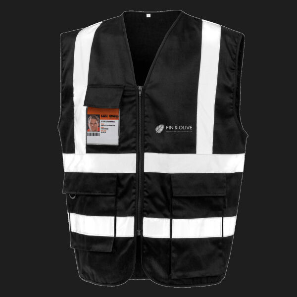 Printed - Fin and Olive - Left Chest - Heavy Duty Polycotton Security Vest Thumbnail