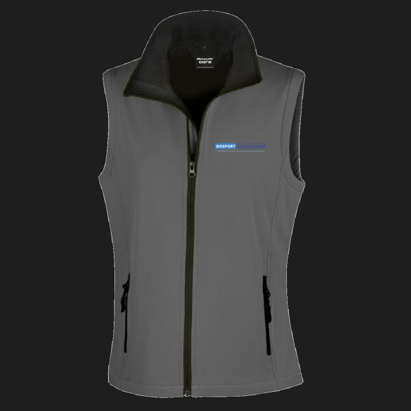 Printed Gosport Electricians Left Chest - Ladies' Printable Softshell Bodywarmer with Recycled Fleece Inner Thumbnail