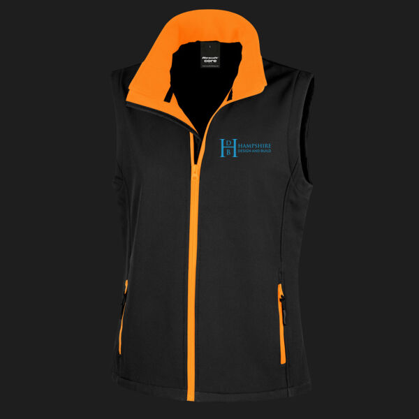Printed Hampshire Design and Build Left Chest - Ladies' Printable Softshell Bodywarmer with Recycled Fleece Inner Thumbnail
