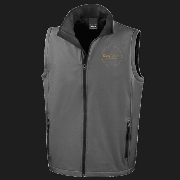Printed Cole Bespoke Joinery Left Chest - Men's Printable Softshell Bodywarmer with Recycled Fleece Inner Thumbnail