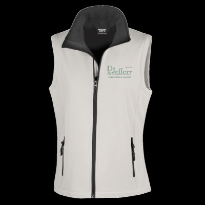 Printed D Jeffery & Company Left Chest - Ladies' Printable Softshell Bodywarmer with Recycled Fleece Inner Thumbnail