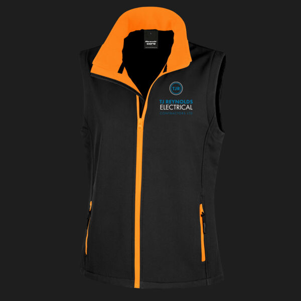 Printed T J Reynolds Electricial Contractors Left Chest - Ladies' Printable Softshell Bodywarmer with Recycled Fleece Inner Thumbnail