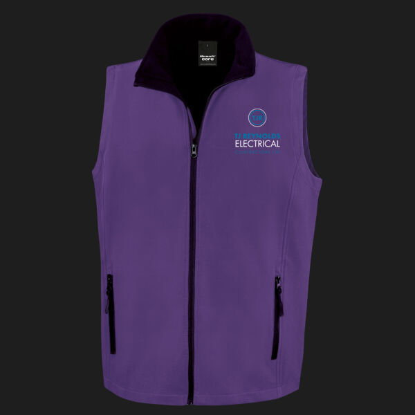 Printed T J Reynolds Electricial Contractors Left Chest - Men's Printable Softshell Bodywarmer with Recycled Fleece Inner Thumbnail
