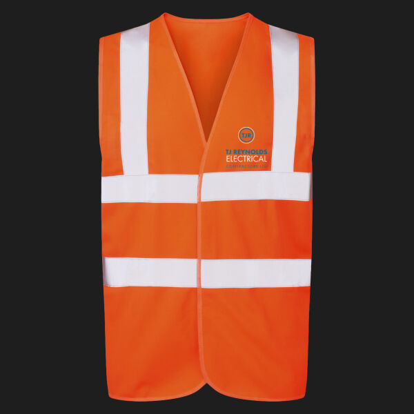 Printed T J Reynolds Electricial Contractors Left Chest - UCC 4-Band Safety Waistcoat Thumbnail