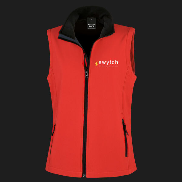 Printed Swytch Limited Left Chest - Ladies' Printable Softshell Bodywarmer with Recycled Fleece Inner Thumbnail