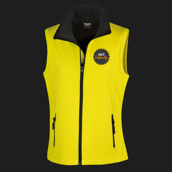 Printed Dad's Carpentry Left Chest - Ladies' Printable Softshell Bodywarmer with Recycled Fleece Inner Thumbnail