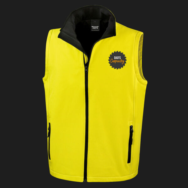 Printed Dad's Carpentry Left Chest - Men's Printable Softshell Bodywarmer with Recycled Fleece Inner Thumbnail
