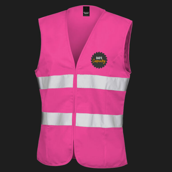 Printed Dad's Carpentry Left Chest - Women's Safety Vest Thumbnail