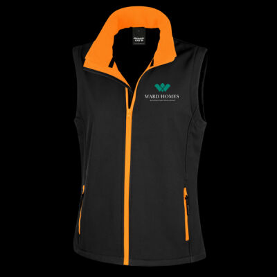 Printed Ward Homes Builders Fareham Left Chest - Ladies' Printable Softshell Bodywarmer with Recycled Fleece Inner Thumbnail