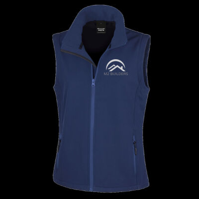 Printed - M2 Builders  - Left Chest - Ladies' Printable Softshell Bodywarmer with Recycled Fleece Inner Thumbnail