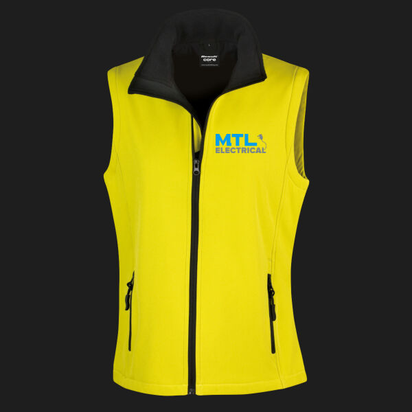 Printed MTL Electrical Left Chest - Ladies' Printable Softshell Bodywarmer with Recycled Fleece Inner Thumbnail