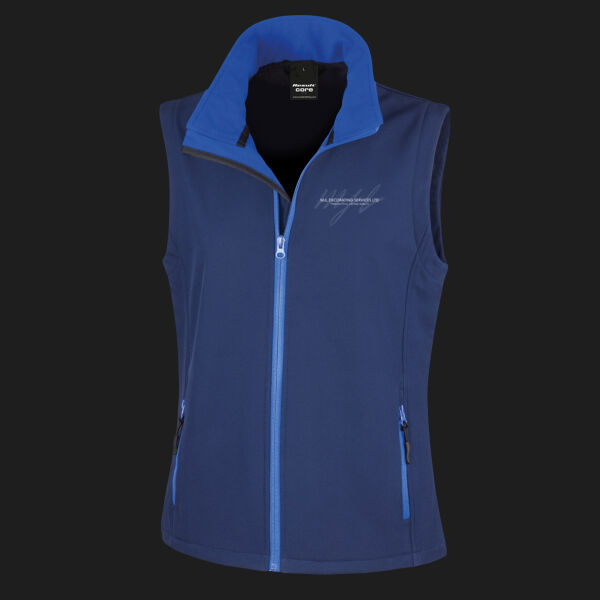 Printed MJL Decorating Services Left Chest - Ladies' Printable Softshell Bodywarmer with Recycled Fleece Inner Thumbnail