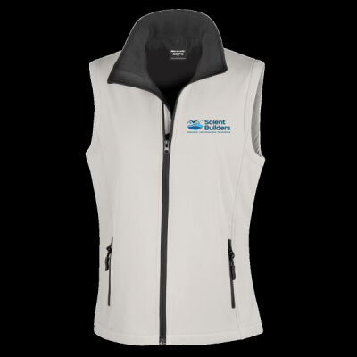 Printed Solent Builders Left Chest - Ladies' Printable Softshell Bodywarmer with Recycled Fleece Inner Thumbnail