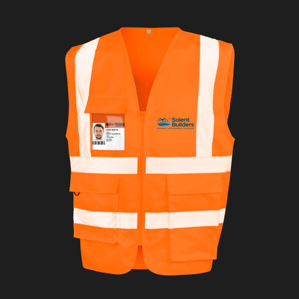 Printed Solent Builders Left Chest - Heavy Duty Polycotton Security Vest Thumbnail