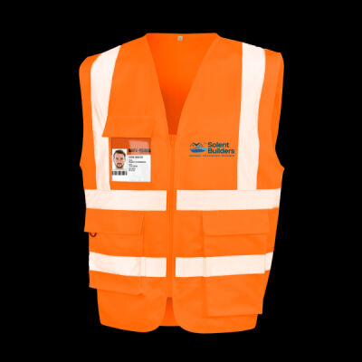 Printed Solent Builders Left Chest - Heavy Duty Polycotton Security Vest Thumbnail