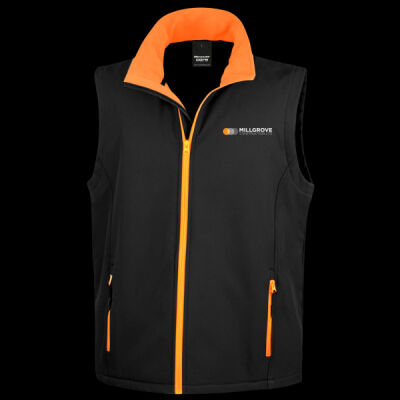 Printed Millgrove Construction Left Chest - Men's Printable Softshell Bodywarmer with Recycled Fleece Inner Thumbnail